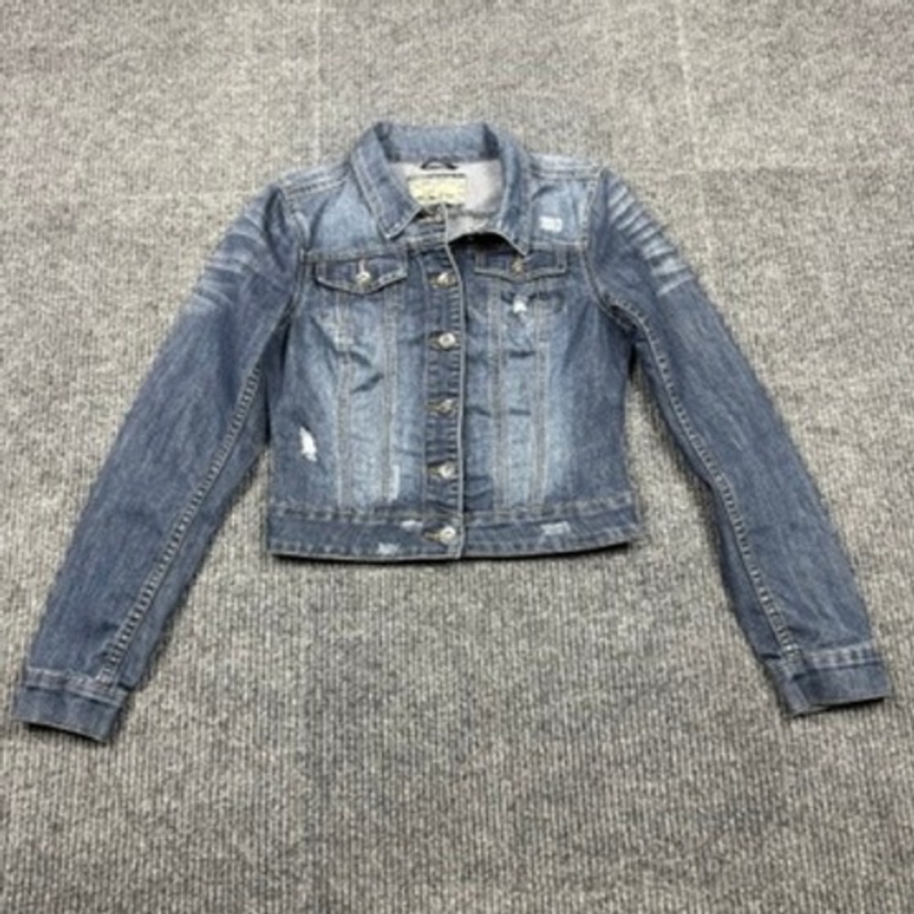 YMI Jeans Womens Medium Wash Distressed Denim Jacket Blue Size M J69851